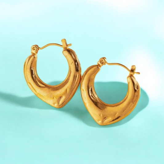 Dominique | Gold Plated Irregular Heart Design Hollow Hoop Earrings