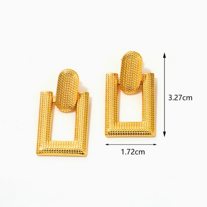 Dora | Gold-Plated Rectangular Drop Hanging Earrings
