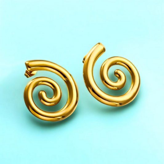 Aveline | Gold Plated Spiral Swirl Twirl Stud Earrings