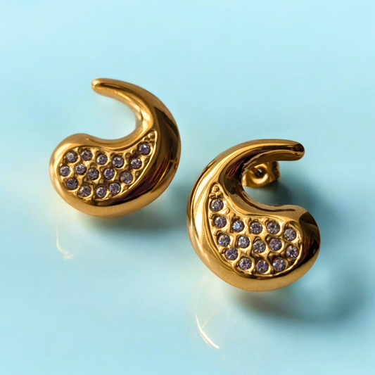 Sable | Gold Plated Tear Drop Zircon Stud Earrings