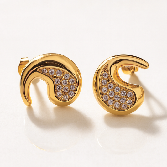 Sable | 18K Gold Plated Tear Drop Zircon Waterproof Stud Earrings