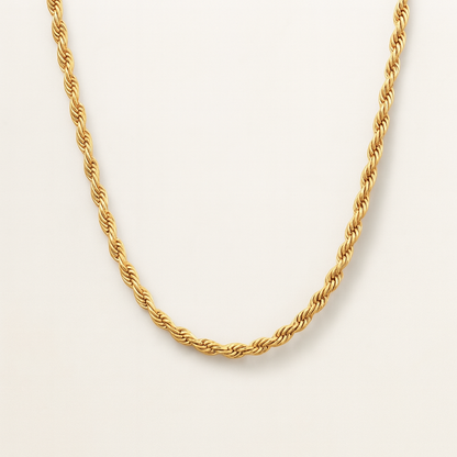 Nessa | Gold Plated Essential Twisted Rope Chain Necklace