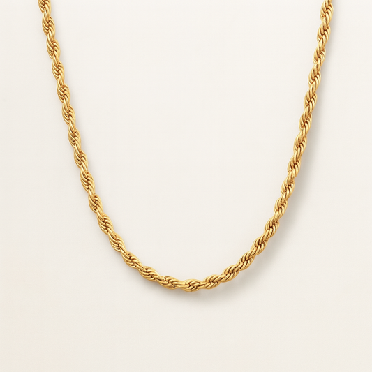 Nessa | Gold Plated Essential Twisted Rope Chain Necklace
