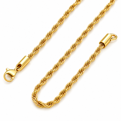 Nessa | Gold Plated Essential Twisted Rope Chain Necklace