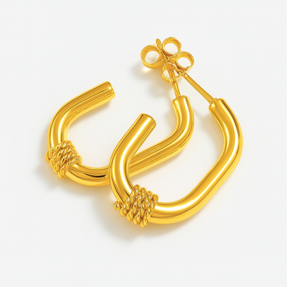 Remi | Gold Plated Statement Twist Hoop Earrings