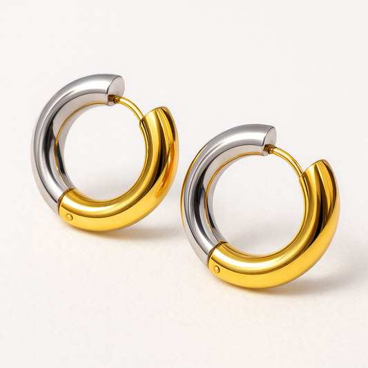 Nikki | Gold and Silver Plated (18K) Huggie Hoop Waterproof Earrings