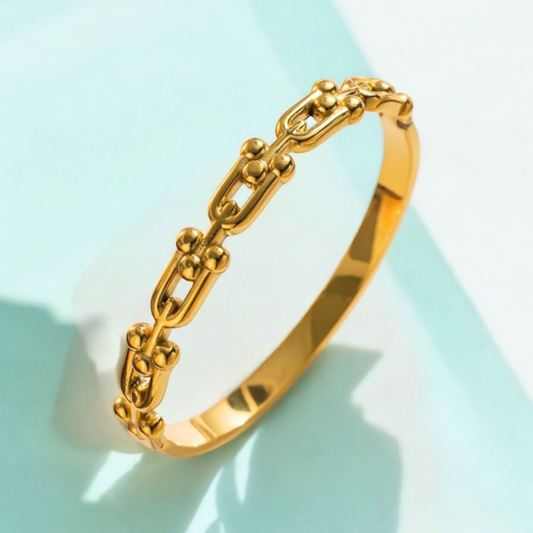 Amarante | Gold Plated U-Link Cuff Bangle Bracelet