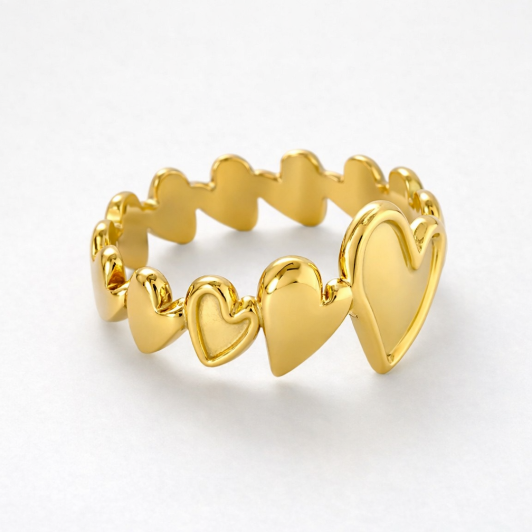 Cara | Gold-Plated Resizable Heart Ring