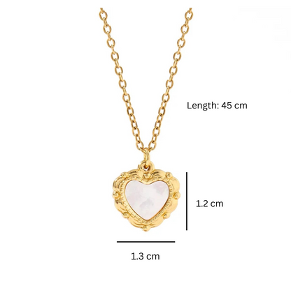 Sephora | Gold Plated Vintage Shell Filled Heart Pendant Necklace