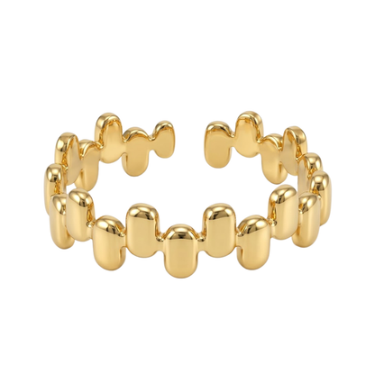 Ava | Gold Plated Modern Fluid Open Cuff Ring