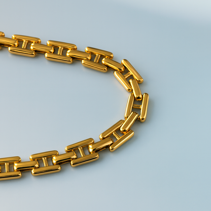 Beatrice | Gold (18K) Bar Link/Cuban Link Chunky Waterproof Chain Necklace