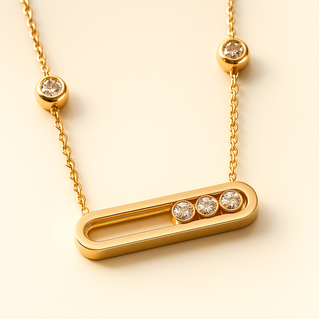 Gifting Set - Gold (18K) Plated Sliding Ball (Necklace, Earring. Bracelet)