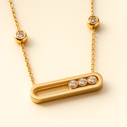 Gifting Set - Gold (18K) Plated Sliding Ball (Necklace, Earring. Bracelet)