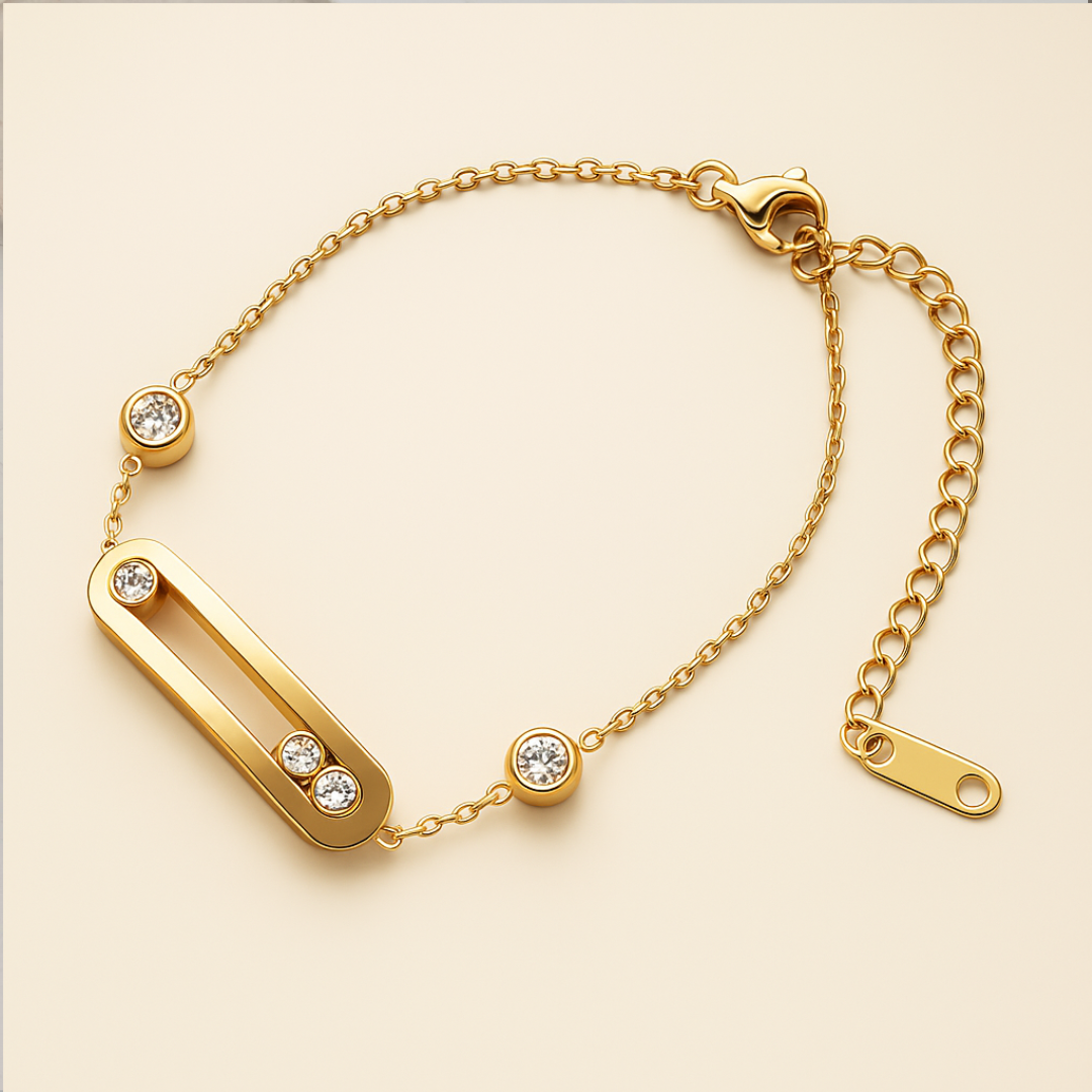 Gifting Set - Gold (18K) Plated Sliding Ball (Necklace, Earring. Bracelet)