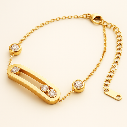 Gifting Set - Gold (18K) Plated Sliding Ball (Necklace, Earring. Bracelet)