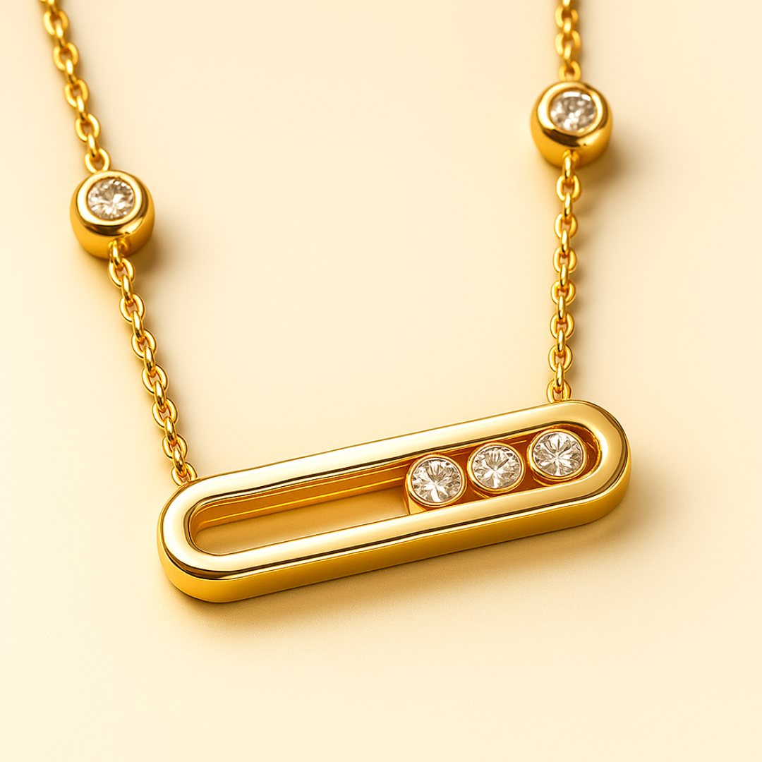 Gifting Set - Gold (18K) Plated Sliding Ball (Necklace, Earring. Bracelet)