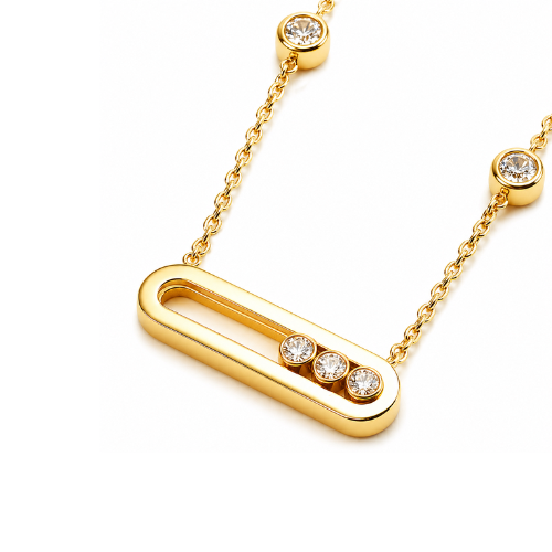 Julia | Gold Plated Sliding Ball Pendant Necklace