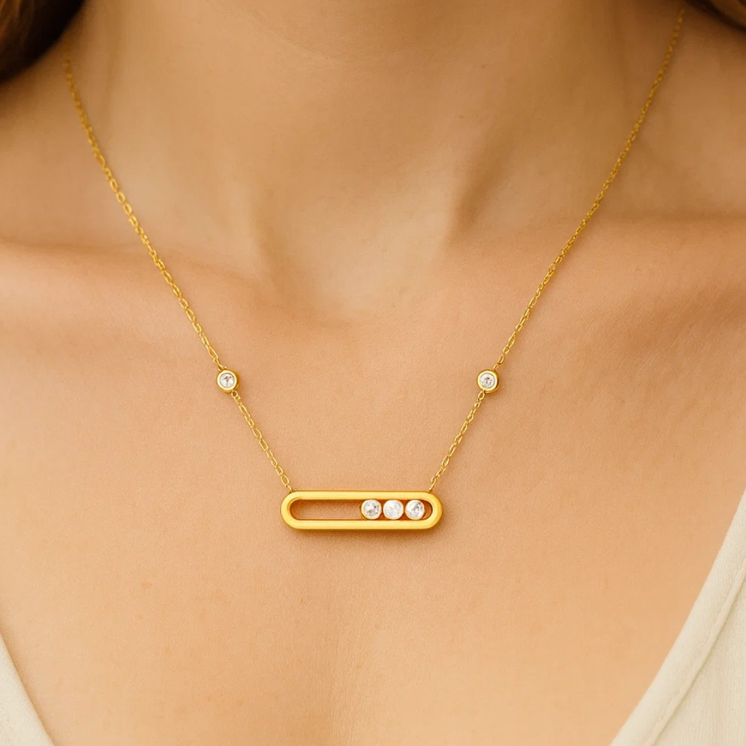 Gifting Set - Gold (18K) Plated Sliding Ball (Necklace, Earring. Bracelet)