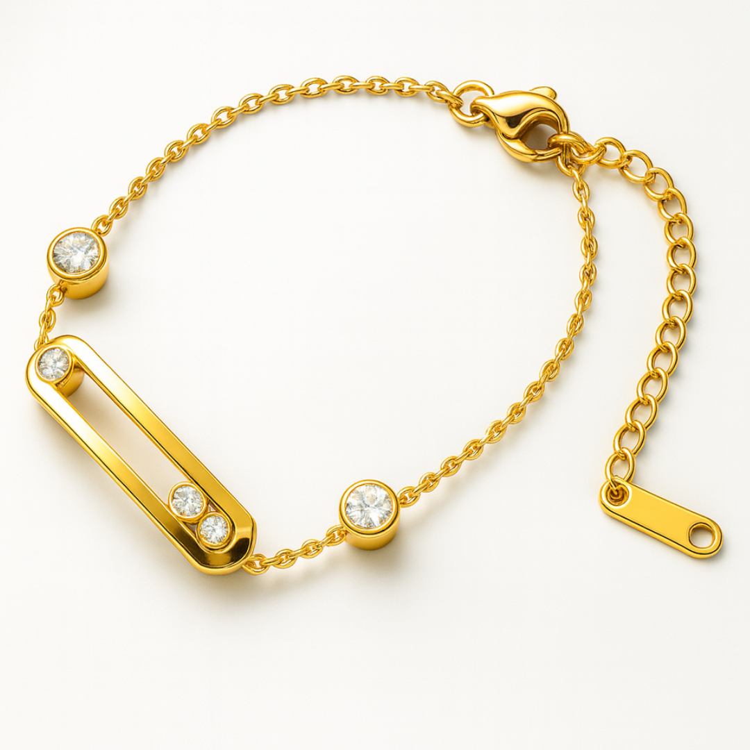 Gifting Set - Gold (18K) Plated Sliding Ball (Necklace, Earring. Bracelet)