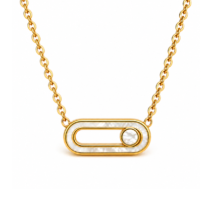 Sandra | Gold Plated Sliding Ball Uno Geometric Necklace
