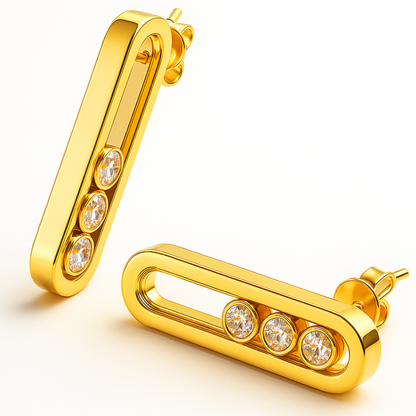 Montana | 18K Gold Plated Moving Ball Waterproof Stud Earrings