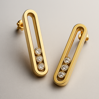 Montana | 18K Gold Plated Moving Ball Waterproof Stud Earrings