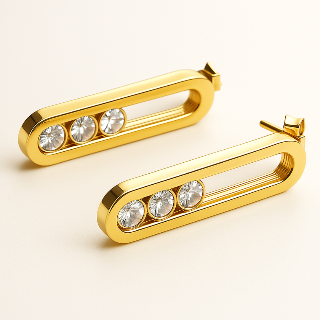 Montana | 18K Gold Plated Moving Ball Waterproof Stud Earrings